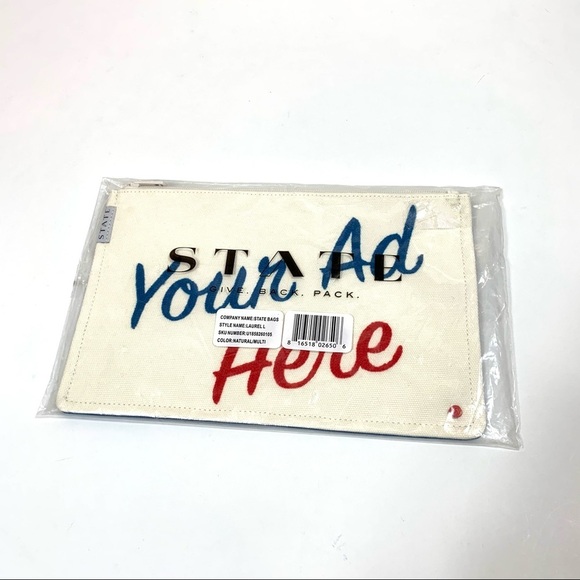 NWT State Bags Laurel Large Zipper Pouch “Your Ad Here” - Picture 8 of 9